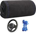 Suede Leather Steering Wheel Cover Wrap Kit - DIY Stitch-On for 14.5-15" Wheels, Superior Sweat Absorption & Non-Slip Grip, Comfortable & Durable Year-Round Upgrade