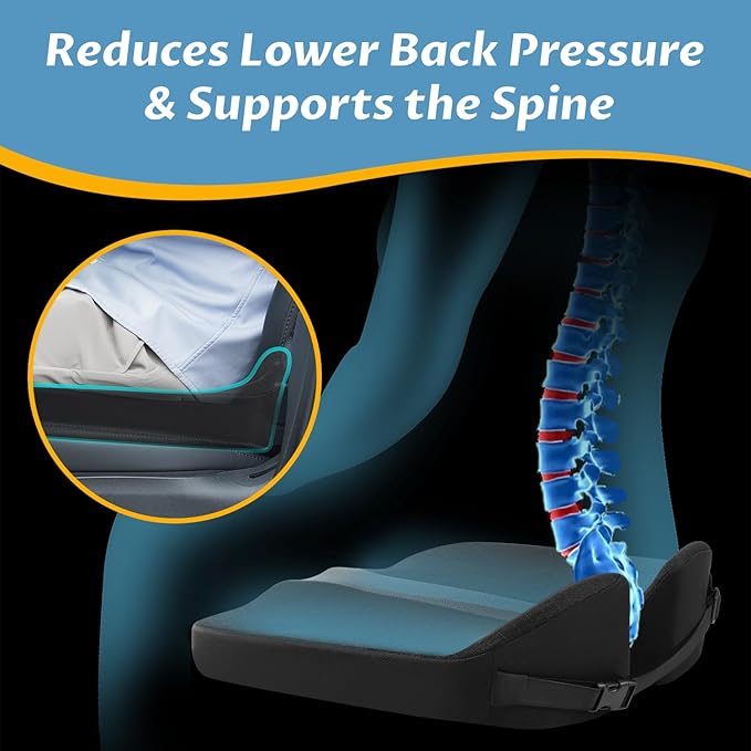 Heightening Car Seat Cushion for Better View- Seat Cushion for Car Reduces Lower Back Pressure& Support Spine- Truck Seat Cushion for Long Trip-Black