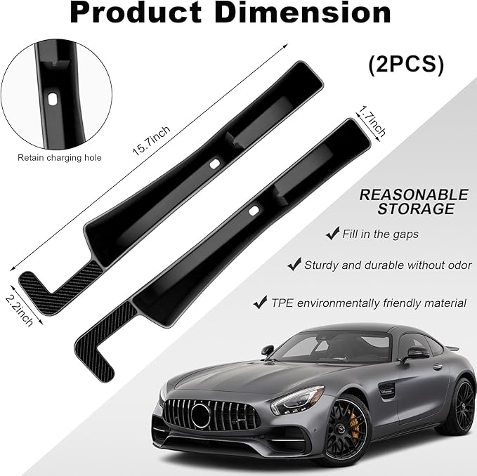 2PCS Car Seat Gap Filler, Automotive Seat Organizer Fill The Gap Between Seat and Console, Universal Car Gap Seat Storage for Phone Wallets and Keys, Car Accessories (Black)