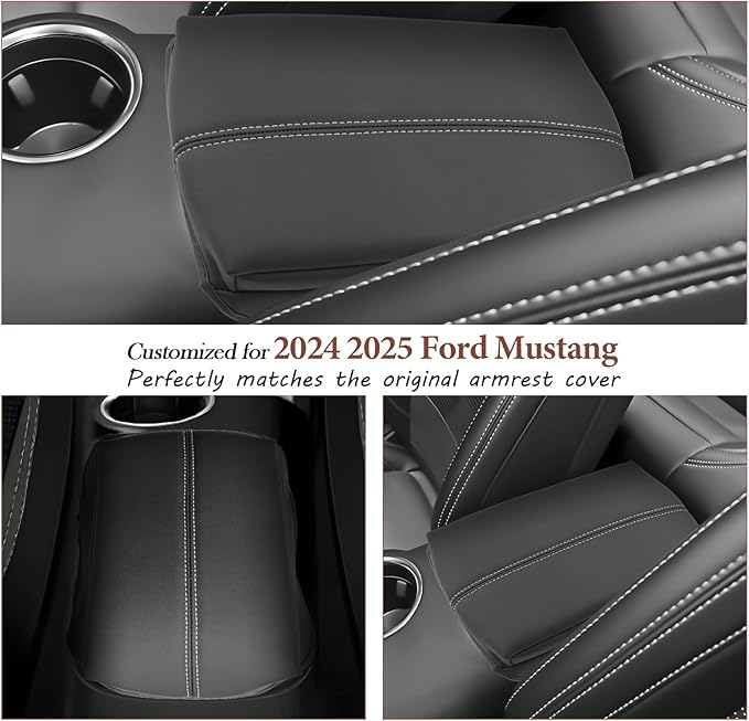 SKTU for 2024 2025 2026 Ford Mustang Accessories Center Console Cover for 2024-2026 Ford Mustang Armrest Cover 2024 2025 2026 Mustang Accessories 2025 Mustang Center Console Cushion (Thickened)