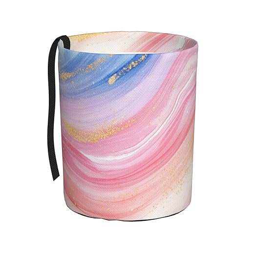 Gold Pink Marble Car Trash Can Garbage Cans Foldable,Cute Hanging Car Organizer and Storage Bag Leak Proof, Auto Back Seat Trash Bin Universal for Truck, SUV, Outdoor Travel