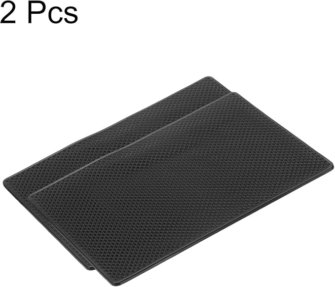 HARFINGTON 2pcs Car Dashboard Anti-Slip Mat 7" x 5" Universal Sticky Dash Pad Grid Pattern Washable Reusable Car Non-Slip Mats for Phone Keys Sunglasses Electronic Devices, Black