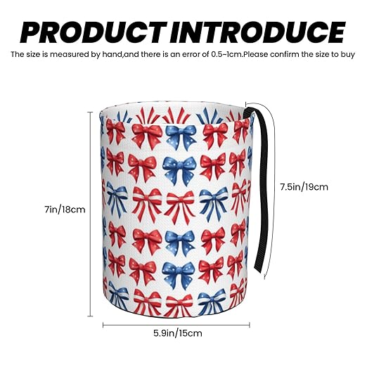Red Blue Bow Car Trash Can Leak-Proof Waterproof Hanging Trash Bin Collapsible Garbage Can for Car Accessories Travelling Camping