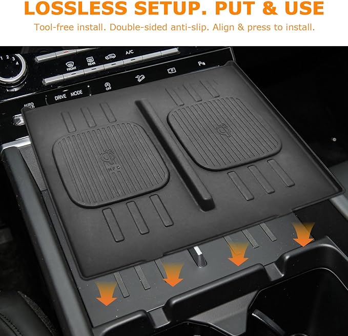 Wireless Charger Mat Center Console Non-Slip Fit Hyundai Santa Fe 2024 2025 2026 Car Accessories Wireless Charging Protective Pad Phone Charge Area Protection Heat Insulating Silicone Material