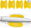 Kewucn 4PCS Car Door Handle Sticker, Carbon Fiber Auto Door Side Handle Protective Films, Anti-Scratch Vehicle Door Cup Protector, Universal Exterior Accessories for Most Cars (Yellow)