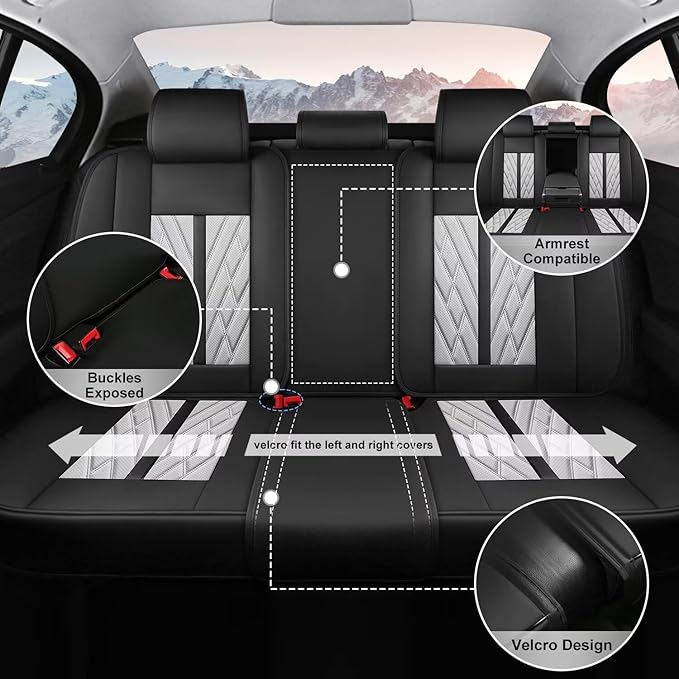 TTX LIGHTING Seat Covers Fit for Subaru Legacy 1995-1995-2026 Seat Covers Full Set Car Seat Covers Faux Leather Breathable Waterproof Car Seat Protector (5 Seats, Black&Grey)