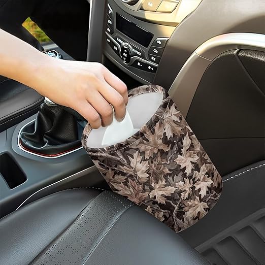 Brosoneto Car Trash Can Camo Hunting Forest Collapsible Hanging Portable Dustbin Bin Waste Basket for Men Women Car Accessories Interior Small Trash Can for SUV Trucks