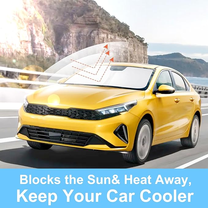 Windshield Sun Shade Custom Fit for 2019-2023 Kia Forte Accessories Foldable Sunshade Sun Blocker Protect Car from Sun Rays & Heat Damage Keep Car Cooler