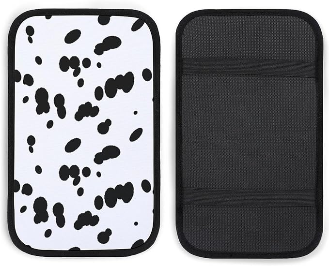 Black and White Spotted Car Center Console Cushion Pad,Waterproof Armrest Seat Box Cover Protector,Comfortable Car Decor Accessories Fit for Most Cars, Vehicles, SUVs