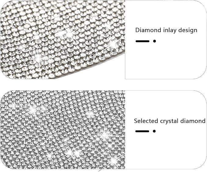 BetterJonny 10PCS Crystal Scratch Protector, Rhinestone Car Bling Scratch Protector for Women and Girls (Silver)