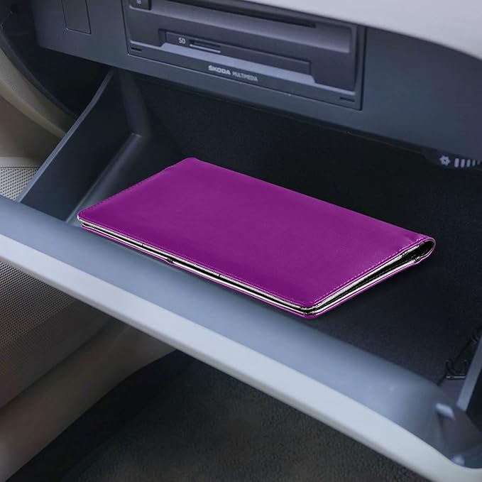 Caihoyu Custom Car Registration and Insurance Card Holder Personalized Leather Glove Box Organize Men Women Wallet Accessories Case for Cards, Essential Document Driver License Purple