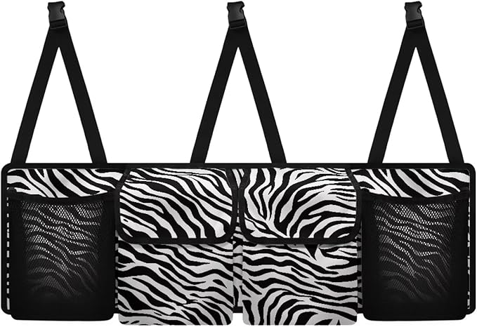 Trunk Organizer for Car, Car Organization Accessories Black Zebra Print Car Trunk Organizer for Sedan,Truck,Van, Frees Trunk Floor, Sturdy Space Saving Expert