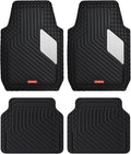 Coverado Car Floor Mats Full Set – Heavy-Duty PVC Floor Mats with Silver Metallic Heel Pad, All-Weather Protection for Front & Rear, Non-Slip Backing, Easy-Clean Interior Liners