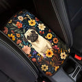 UNICEU Pug Floral Car Center Console Armrest Cover for Women Auto Interior Decor Neoprene Armrest Box Protector Cover Pad, Scratch Proof Non Slip Automotive Armrest Pads