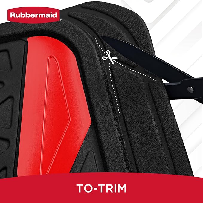 Rubbermaid Car Floor Mats Full Set,Premium Heavy Duty All-Weather Car Mats– Rugged Rubber with Brushed Aluminum Inserts, Universal Trim-to-Fit, Anti-Slip Backing for Cars, SUVs, Trucks & Vans - Red