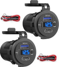 12V USB Outlet, Dual USB C Car Charger Socket & Quick Charge 3.0 Port with Voltmeter and Power Switch for Car Boat Marine Truck 2 Pack
