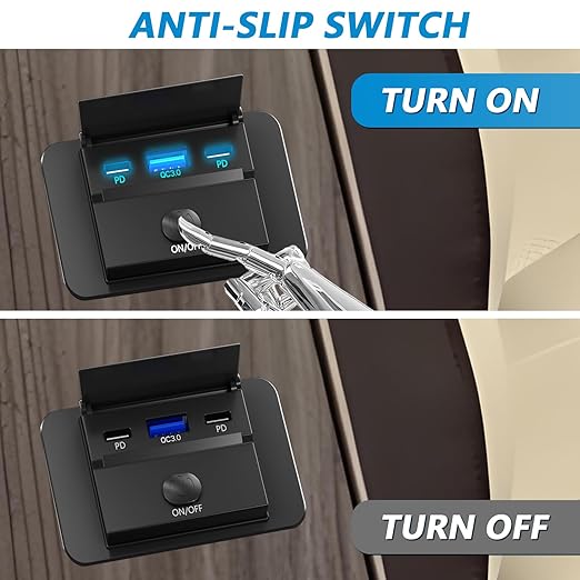 VANONE 12V USB Outlet, Dual 36W PD USB C Ports and 18W QC3.0 USB Charging Port, 12 Volt Outlet Charger Socket Wall Mount, Accessories for Car Bus Boat Marine Motorcycle RV ATV Truck Golf Cart, etc