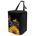 Sunflower Butterfly Print Car Trash Can with Lid, Auto Garbage Bin Leak-Proof Automotive Garbage Can Multipurpose Foldable Organizer Hanging Bag for Automotive SUV Trunk