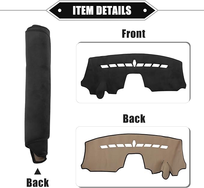 Car Dashboard Cover Mat Compatible for Chevrolet Aveo 2012-2016, Protective Flannels Black Center Console Interior Trim Dash Board Mat