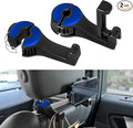 2PCS Car Headrest Hidden Hook, Bag Holder for Car, 2 in 1 Auto Seat Hooks with Phone Holder, 360° Rotation Adjustable Vehicle Back Seat Storage Hanger for Purses and Bags (Blue)