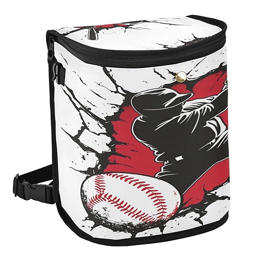 MNSRUU Car Trash Can with Lid, Baseball Player Hitting A Ball Car Trash Bag Hanging Organizers and Storage for Front Back Seat, Leak-Proof Trash Bin