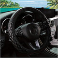Car Steering Wheel Cover, 14.5-15inch Leather Anti-Slip Car Wheel Cover Protector, Safety Comfortable Desgin, Universal Auto Steering Wheels Accessories for Cars Truck SUV (Black)