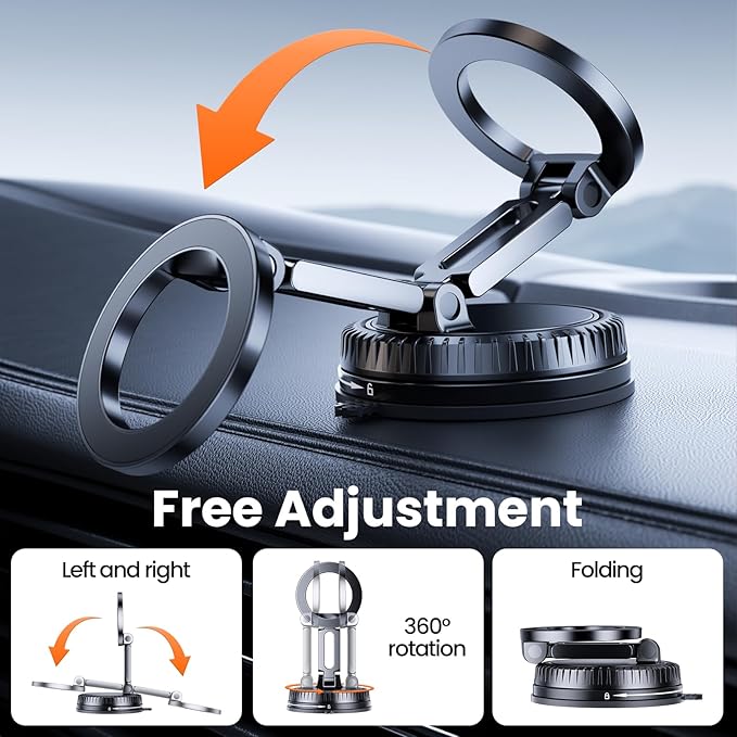 Gotubiim Vacuum Magnetic Car Phone Holder for MagSafe,360°Adjustable Car Phone Mount,Phone Holders for Your Car/Gym/Mirror,for iPhone 17 16 15 14 13 12 Series