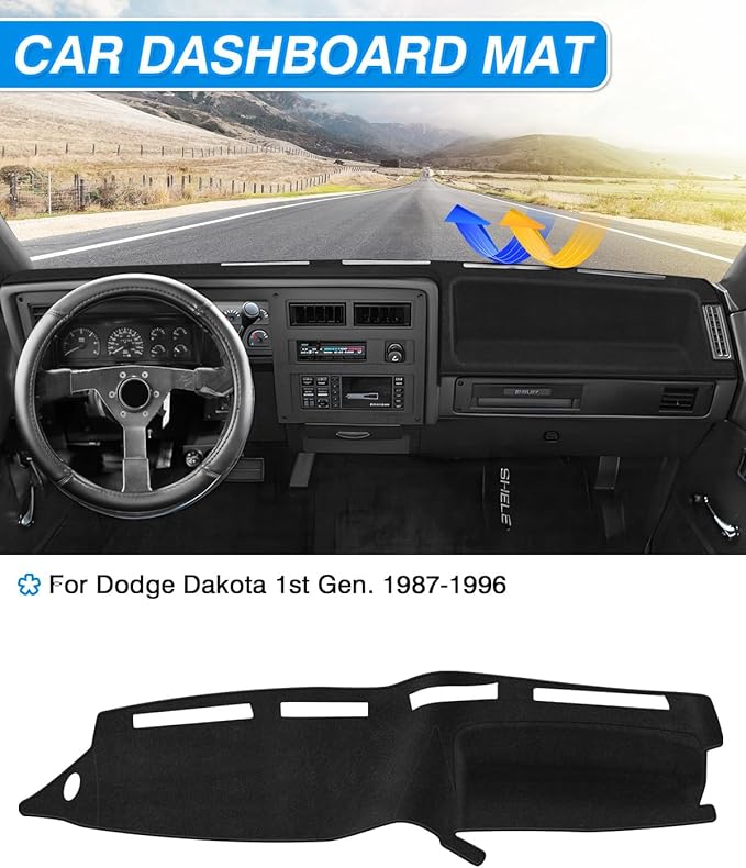 CARTIST Dash Cover fits for Dodge Dakota 1987-1996 Dashboard Cover Mat Non-Slip Carpet Sunshield Glare UV Rays Protector