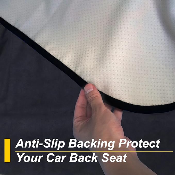 LoyaGour Back Seat Cover for Car Trucks Van SUV,Waterproof Rear Bench Towel Seat Covers for Dogs and Kids,Automotive Backseat Protector (Black)