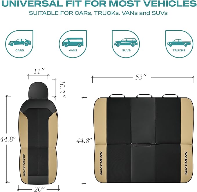 Skechers Car Seat Covers,GOGA Mat Oxford Cloth Seat Covers,Waterproof Car Seat Covers Full Sets,Automotive Universal Fit Seat Cover for Most Cars, Suvs, Trucks,Beige