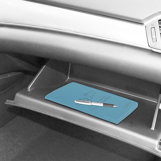 TILDOSAC Car Registration & Insurance Card Holder Leather Auto Glove Box Organizer Document Wallet with Magnetic Shut