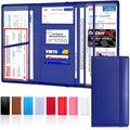 LINTRU Car Registration and Insurance Holder Trifold, Oversized Fit with Reinforced Construction, Matte PU Leather Vehicle Glove Box Organizer for Documents, Car Accessories for Men and Women