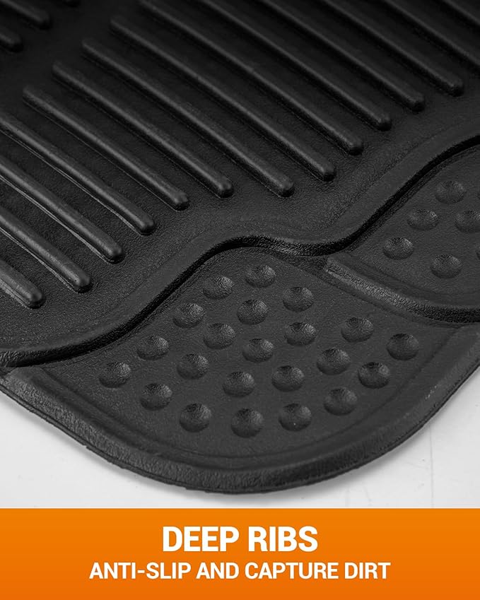 Sealight Rubber Car Floor Mats: Trim-to Fit Automotive Floor Mats for Cars Trucks SUV, Full Set Floor Liner for All Weather