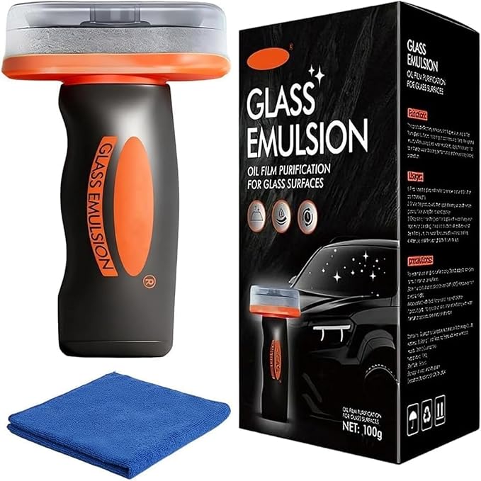 Handheld Glass Oil-Film Remover, Car Glass Cleaner Oils Film Cleaning Brush, Q4 Glass Guard Windshield Cleaner & Oil Films Remover Emulsion Coating for Cars Window, Crystal Clear View