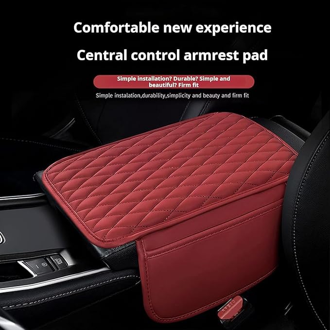 Rneswi Car Armrest Cover Leather Car Console Covers Box Pad with Pocket and Tissue Box Arm Rest Cover for Car for SUV Truck Sedan Vehicle (Thin-bark)