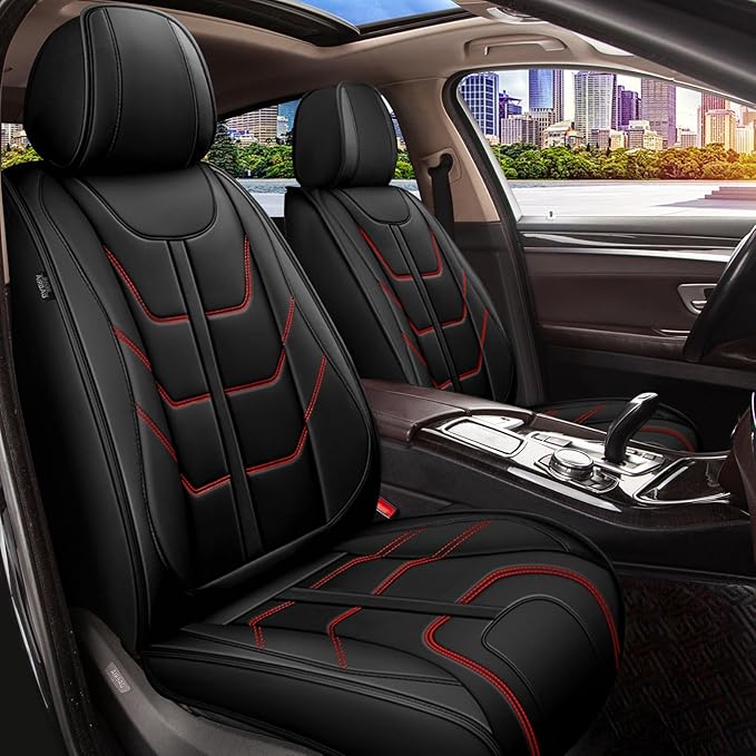 TTX LIGHTING Front Seat Covers Fit for Lexus GS 2007-2026 Waterproof Leather 2 Front Seat Covers Automotive Seat Cushion Car Seat Protectors with Airbag Compatible (Redline)