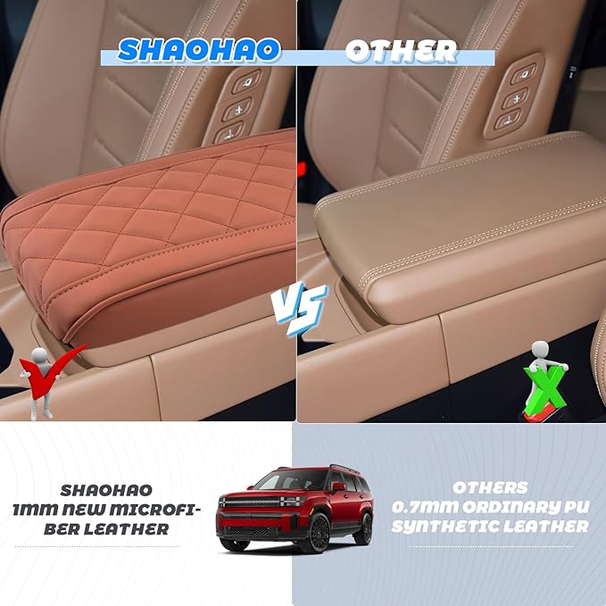 SHAOHAO for 2025 2026 Hyundai Santa Fe Center Console Cover for 2024 2025 2026 Hyundai Santa Fe MX5 Accessories (SE/SEL/XRT/Limited/Calligraphy) Armrest Cover Soft Pad Middle Console Lid Protector