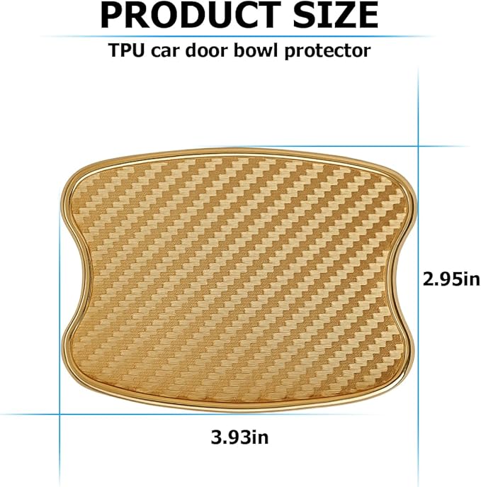 Mandark Car Door Handle Cup Scratch Protector, 4PCS 3D TPU Carbon Fiber Vehicle Door Bowl Sticker, Automotive Handle Paint Protective Film Cover, Universal Fit (Golden, Small)