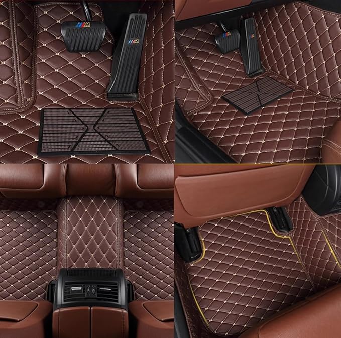 Custom Personalized Floor Mats for Cars，Luxury Full Coverage All Weather Car Floor Mats，Anti-Slip Leather Car Mat Set ，Custom Floor Mats for 99% of Cars, Trucks & SUVs (3D Orange and Black)