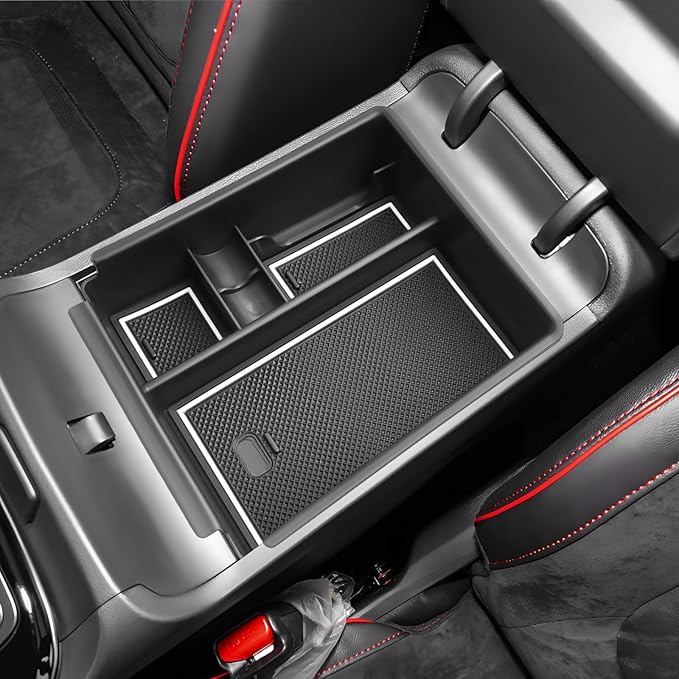 SKTU for 2025 2026 Hyundai Tucson Center Console Organizer for 2025 2026 Hyundai Tucson (SE/SEL/XRT) Console Tray 2025 2026 Tucson Accessories Insert ABS Armrest Storage Box with Coin Holder (White)