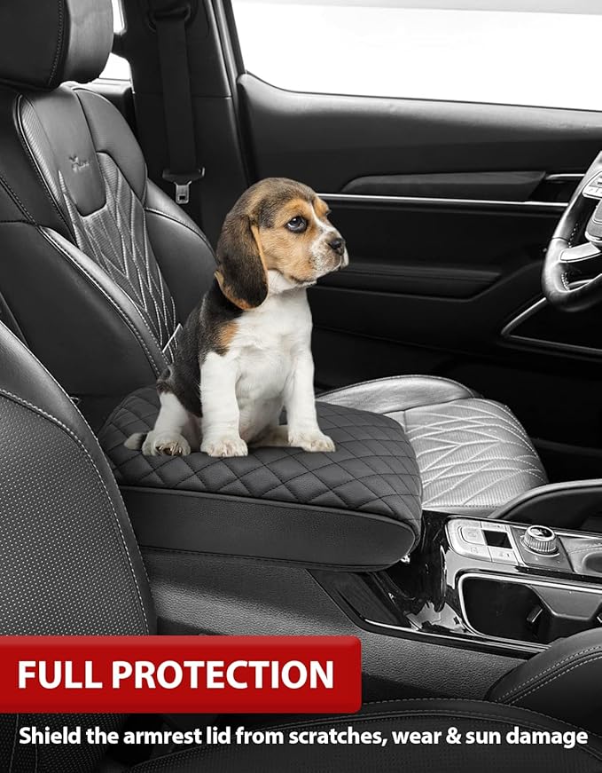 Center Console Armrest Cover for KIA Telluride 2020 2021 2022 2023 2024, Vinyl Leather, Arm Rest Lid Covering, Anti-Scratch, Interior Accessories, Black