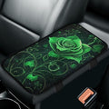 Bulopur Green Rose Car Center Console Cover Thickened Arm Rest Cover Car Flannel Easy to Install Car Interior Automotive Universal Size Fit for Most Cars SUVs Trucks Vans