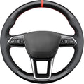 MEWANT Hand Stitch Steering Wheel Cover for Audi A6 2019-2022 A6 Allroad 2020-2022 A7 2019-2022 RS 6 Avant 2021-2022 RS 7 2021-2022 S6 2020-2022 Real Leather PU Carbon Fiber DIY Interior Accessories