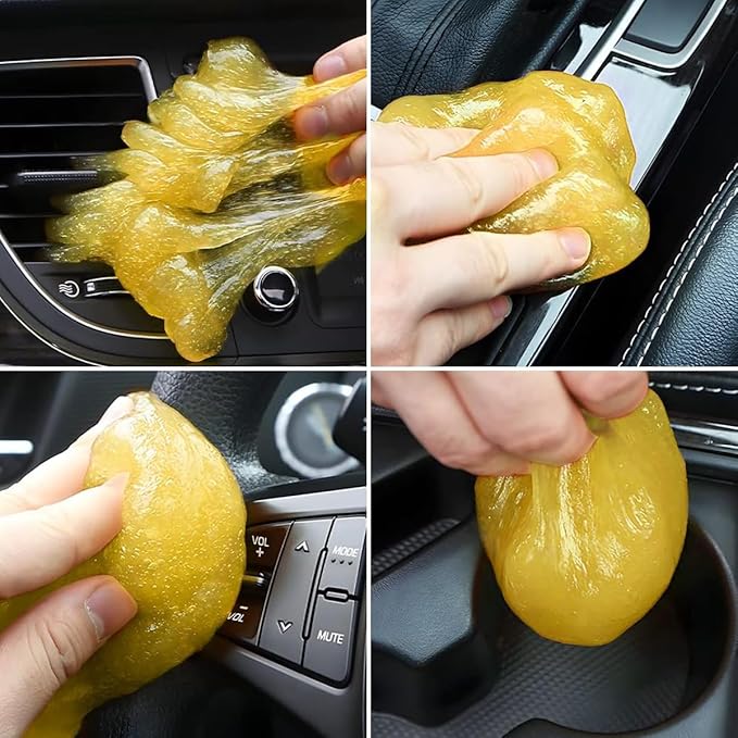 Cleaning Gel for Car, Universal Vehicle Interior Detailing Cleaning Putty Gel, Detail Cleaner Tools for Keyboard Vent PC Laptop Camera, Automotive Duster Remover Cleaner Accessories (Yellow)