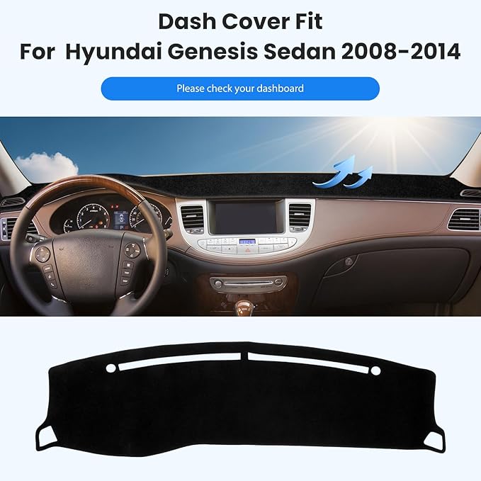 Dash Cover Compatible with Hyundai Genesis Sedan 4 Door 2008-2012 2013 2014 Accessories,Nonslip Car Dashboard Cover Mat Interior Accessories Dashmat Sunshade UV Protector