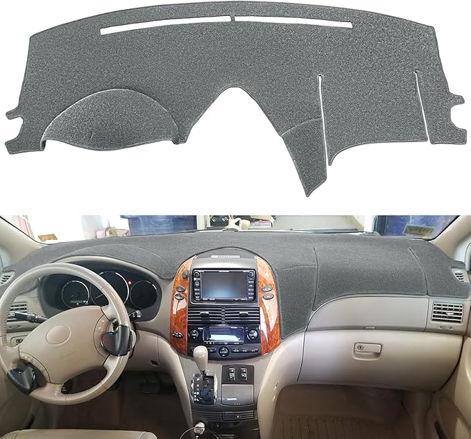 Dash Cover Mat Custom Fit for Toyota Sienna 2004-2010, Dashboard Cover Pad Carpet Protector (Dark Gray) F99