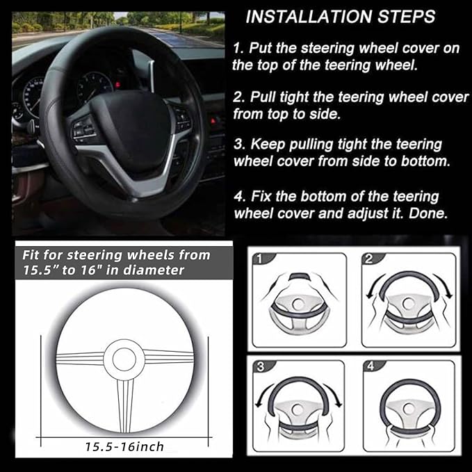 Valleycomfy Microfiber Leather Steering Wheel Cover Large-Size for F150 F250 F350 Ram 4Runner Tacoma Tundra Range Rover Model S X with 15 1/2 inches-16 inches Outer Diameter (Wine Red)