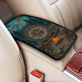 Nature Mountain Compass Center Console Cover Pad, Car Armrest Seat Box Cover Cushion Universal for Most Vehicle SUV Truck, Car Interior Accessories Decor, Protect from Pet Claws & Dirt