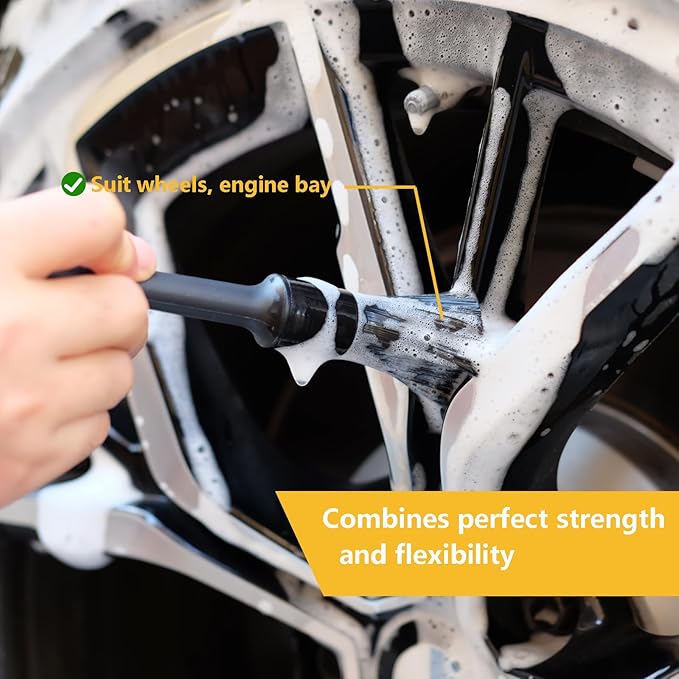 Gven Car Cleaning Detailing Brush kit Car Cleaning Gel Interior Cleaning Supplies Brush Set Air Vent Duster & Soft Dust Remover Wheel Brush Interior Cleaner Tool Car Accessories for Women Men (5 in