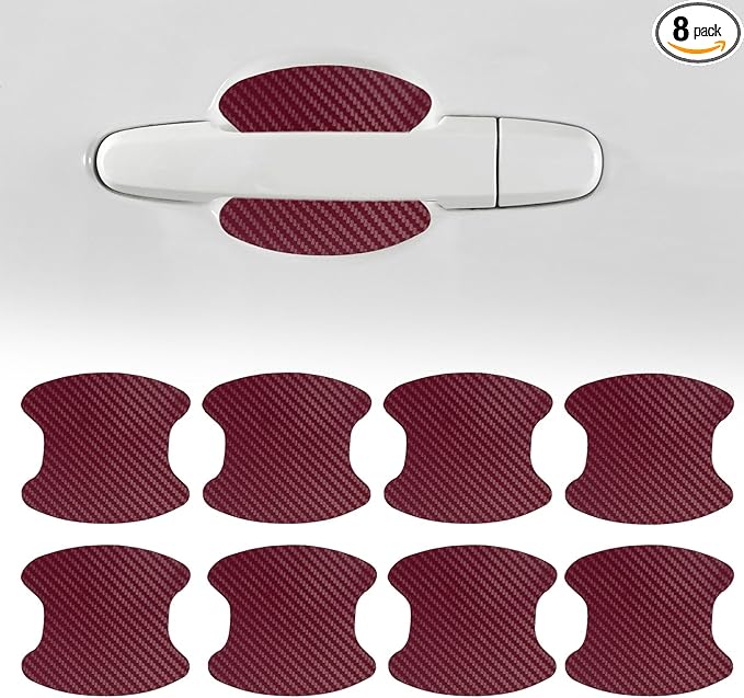 8PCS Car Door Handle Cup Scratch Protector, Car Door Handle Sticker, Scratch Auto Door Protective Film, Car Accessories Car Door Handle Protective Films Universal for Cars (Wine red, 8PCS)